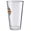 Clear BenShot Pint Glass with decorative shark fin emblem on the side