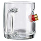 Glass mug with bullet design, part of BenShot Shotgun Shell Glasses collection