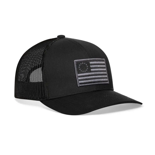 Chief Miller Trucker Hat Betsy Ross Flag Trucker Tactical  |  Black USA Snapback Apparel