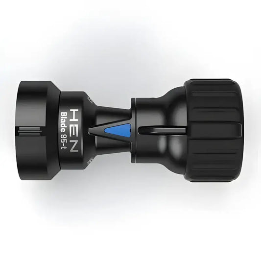 Black adjustable water spray nozzle with blue accent for HEN Blade 95GPM 100PSI Nozzle