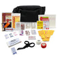Black first aid kit waist pouch with supplies ideal for first responders and firefighters