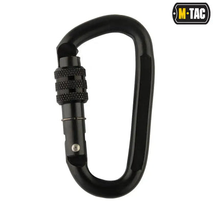 Black aluminum carabiner with screw-lock in M-Tac Alloy Steel Carabiners set