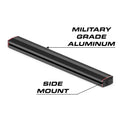 Black aluminum light bar on Feniex Fusion Work Light for durable outdoor lighting