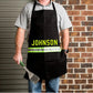 Firefighter Personalized Black Cooking Grilling Apron with Reflective Stripes and JOHNSON