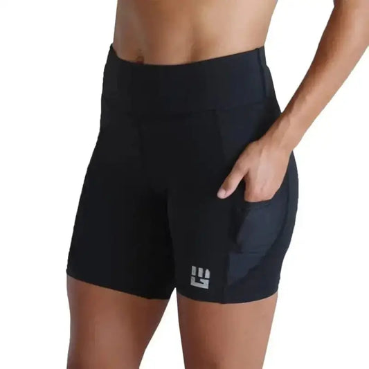 Black Flex-Fit Compression Shorts with pockets for obstacle racers by MudGear