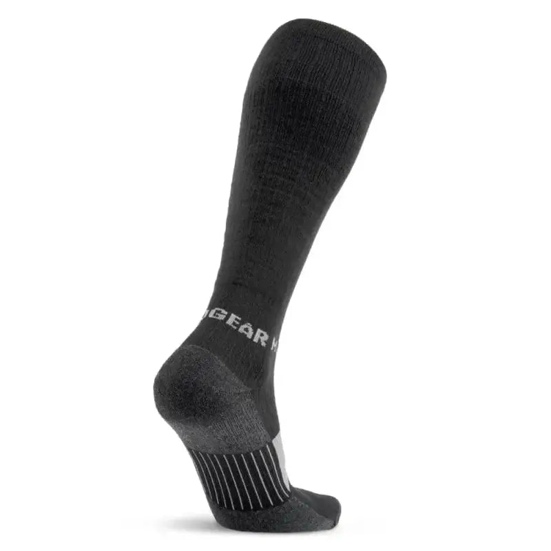 Black MudGear Tall Compression Merino Wool Sock with ribbed arch support