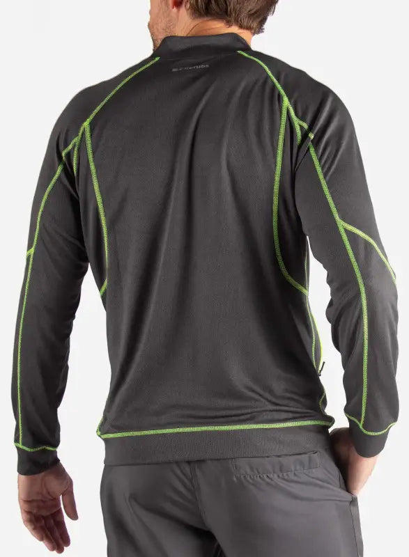 Black Men’s Scrub Jacket with neon green contrast stitching and seams