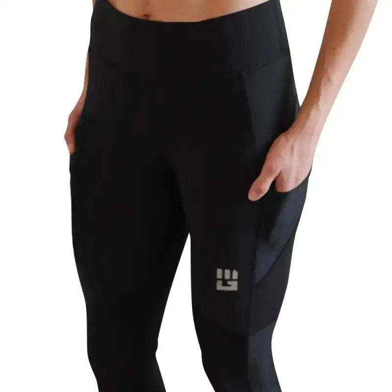 Black Women’s Flex-Fit Compression Capri Leggings with mesh side panels and logo detail