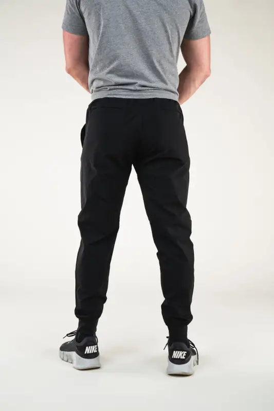 Black athletic pants, Carrier Traveler Joggers in Midnight Black with carrier retention waistband