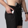 Black Carrier Training Shorts Mk.II with 5-inch inseam for concealed carry and athletic training