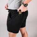 Black Carrier Shorts Mk.II with pockets for concealed carry, part of Arrowhead Tactical Apparel