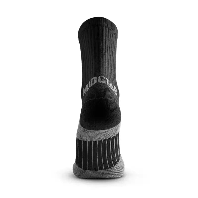 Black Performance Hiking Trekking Sock with Gray Accents and Ribbed Texture