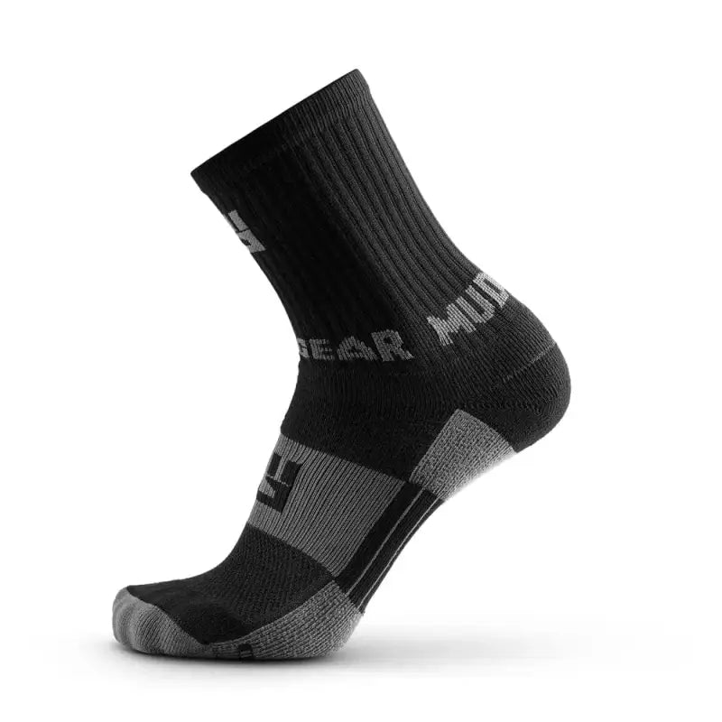 Black Performance Hiking Trekking Sock with Gray Reinforced Heel and Toe Sections