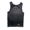 Black athletic tank top as part of Concealable Armor Shirt Level IIIA for body armor protection
