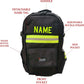 Black backpack with neon yellow reflective stripes for firefighter personalized tan use