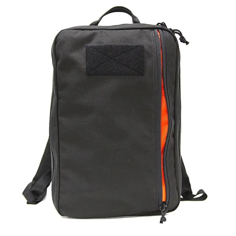 Black backpack with orange zipper accent featuring 24hr Ranger Green design