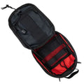 Black MOLLE backpack with red interior, perfect for Gunshot Trauma first aid kit