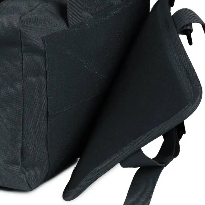 Black backpack strap and panel detail of Scherber Vehicle IFAK Emergency Trauma Kit