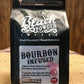 Black bag of bourbon infused coffee made from Costa Rican Tarrazu beans, 12 ounces