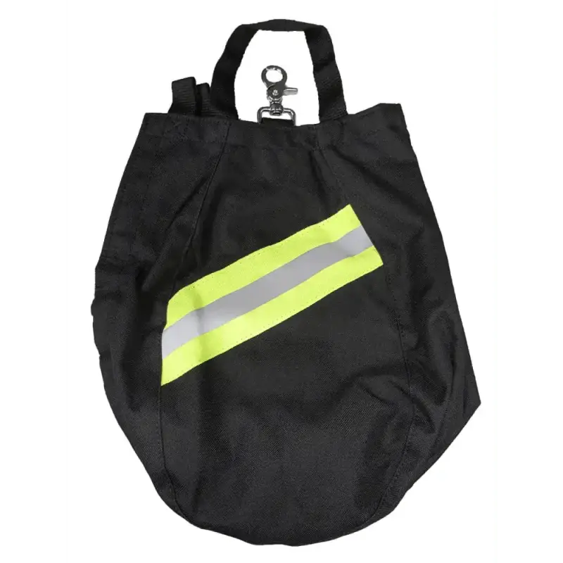 Black SCBA Airmask Respirator Bag with fleece lining and triple trim, featuring neon stripes