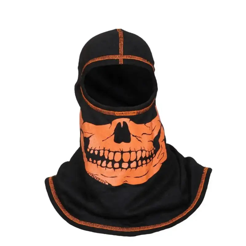 Black Majestic PAC F20 Hood with orange skull design for Chief Miller Apparel