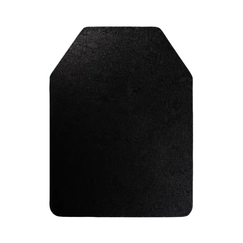 Black ProtectPlate® 10’’x12’’ NIJ Level III Armor Plate with curved rectangular shape