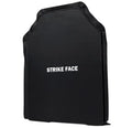 Black ballistic plate with STRIKE FACE text for level IIIA body armor by Redemption Tactical