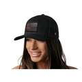 Black 1st Responders Snapback featuring a grayscale American flag and thin red line patch