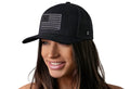 Black USA Snapback with Betsy Ross Flag patch for a stylish flag trucker tactical look