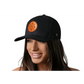 Black America Snapback with orange logo patch from USA Trucker Hat Leather collection