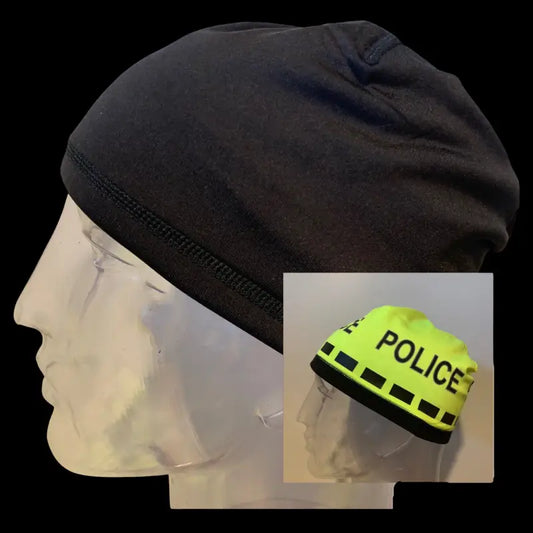 Reversible police beanie cap for first responders and firefighters with police logo