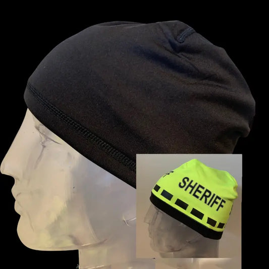 Black beanie hat for police or first responders from Police Beanie Reversible SHERIFF