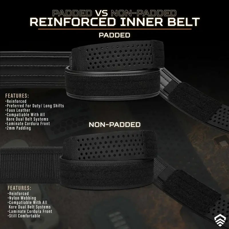 Black Weightlifting Belt in Padded and Non-Padded Versions for B1 Black Battle Belt Kit