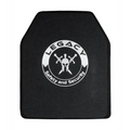 Black body armor plate with Legacy Safety and Security logo for QRF Plate Carrier