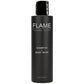 Black bottle of Flame Shampoo + Body Wash with activated charcoal and naturally derived ingredients