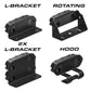 Black mounting brackets for Feniex T3 LED Surface Mount Grille Light, ideal for LED warning lights