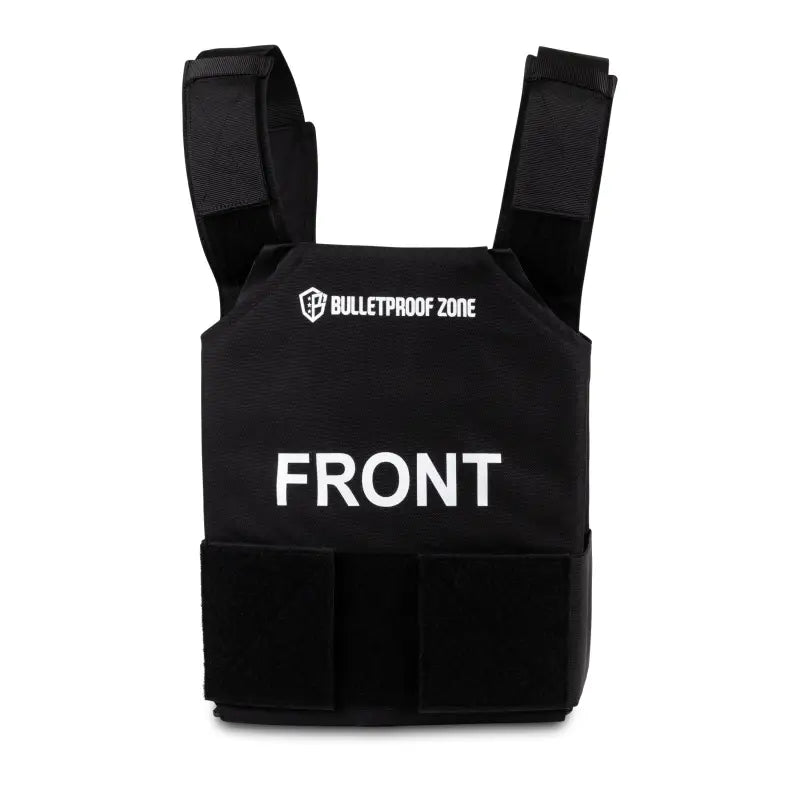 Black ProtectVest® L3 Mini, 8’’x10’’ Level III Bulletproof Vest with FRONT text