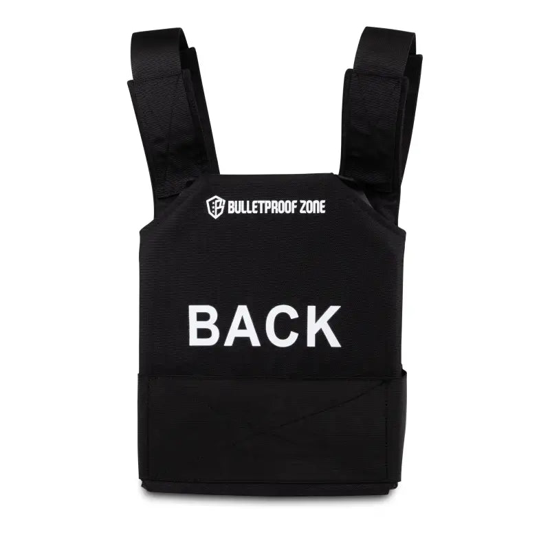 Black ProtectVest® - Fast bulletproof vest with BACK text and adjustable straps, NIJ Level IIIA