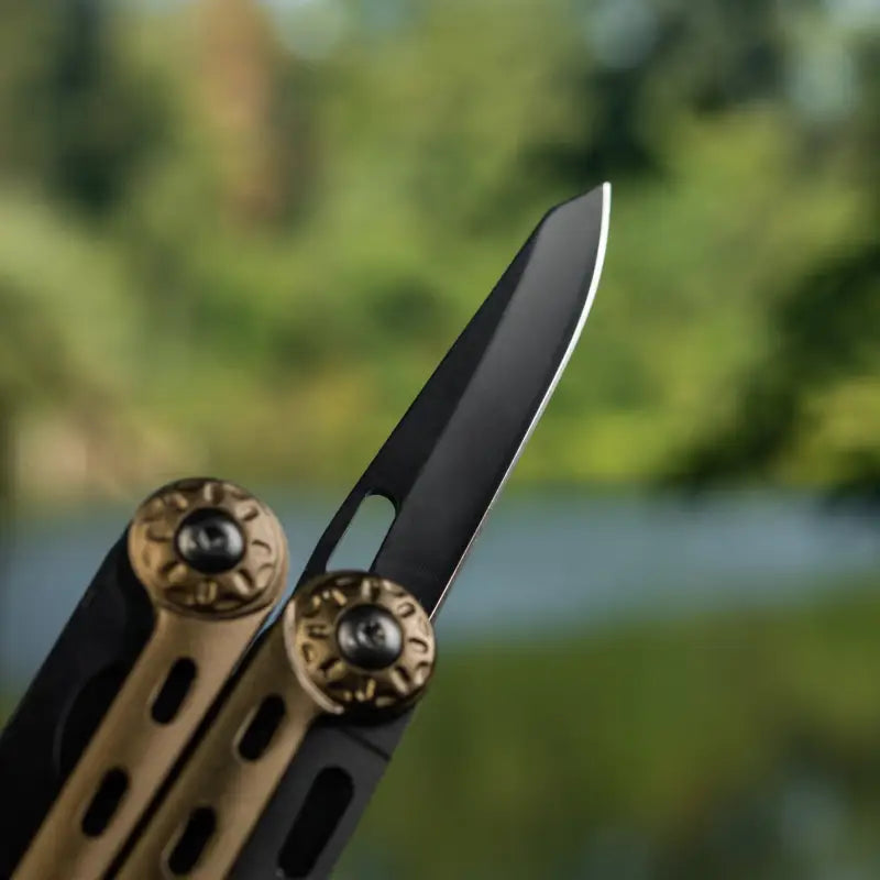 Black butterfly knife with brass pins for M-Tac Multitool Type 5 Olive