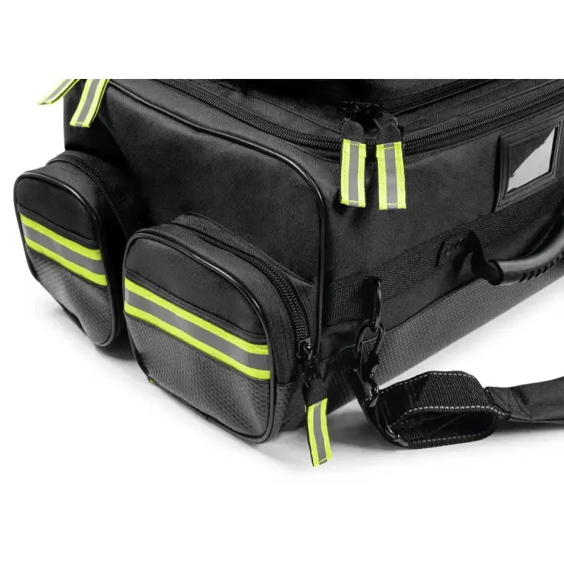 Black camera bag with neon yellow accents for Scherber Ultimate First Responder Trauma Kit