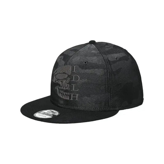 Black Camo Snap with embroidered skull design from New Era Black Camo Snap OG Skull