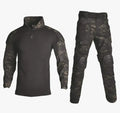 Black camouflage tactical clothing set with knee pads, pants included for first responders