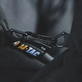 Black carabiner with colorful text on M-Tac Gloves Soft Shell Thinsulate design