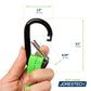 Black carabiner with green strap for Tool Tether Lanyard and Choke Cable Loop setup