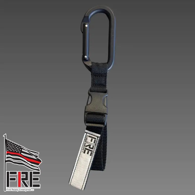 Black Carabiner with Reflective FIRE Tag on Fre Glove Strap and SMC Black Oval Carabiner