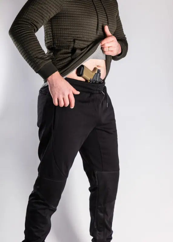 Black Carrier Joggers Mk.II - Midnight Black with patented carrier retention and multiple pockets