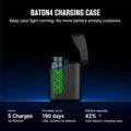 Black charging case with glowing green elements for Olight Baton4KitBK Powerful EDC Flashlight