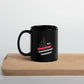 Black ceramic Chief Miller Black Glossy Mug featuring American flag design and text