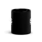 Black ceramic EMS mug with white text for morning java or afternoon tea lovers