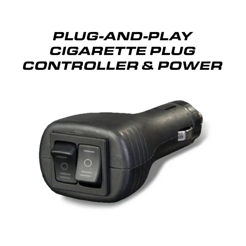 Black cigarette lighter plug controller for Feniex Q Series with serial technology for light heads